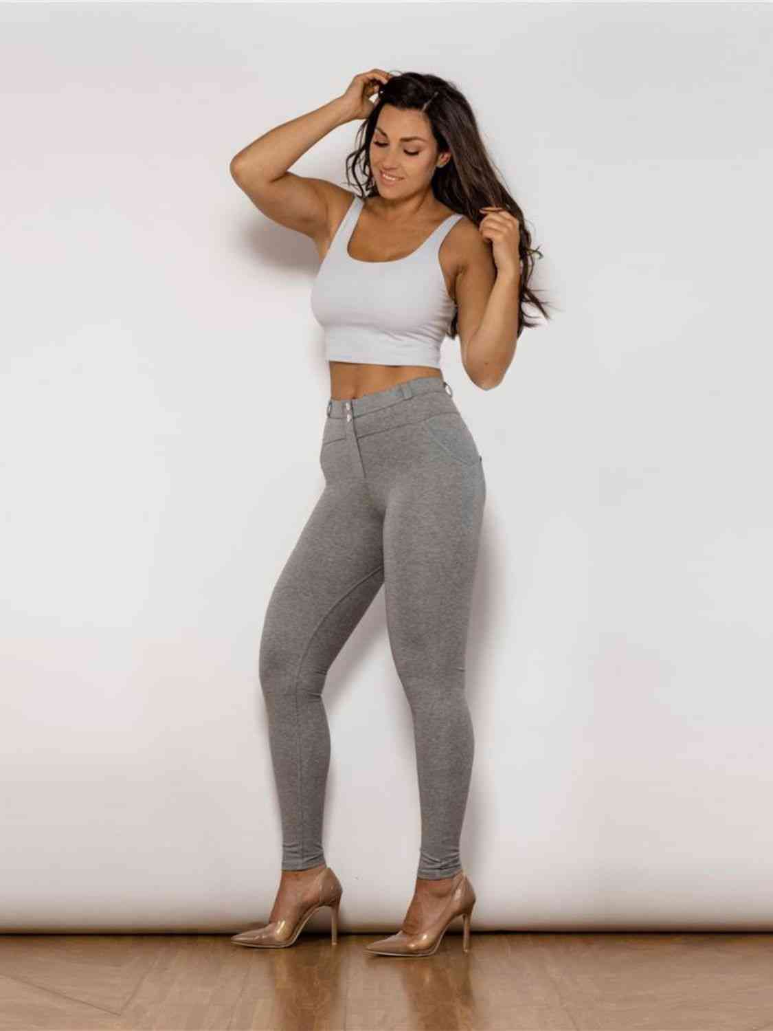 Full Size Contrast Detail High Waist Leggings