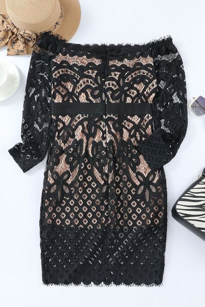 Off-Shoulder Long Sleeve Lace Dress