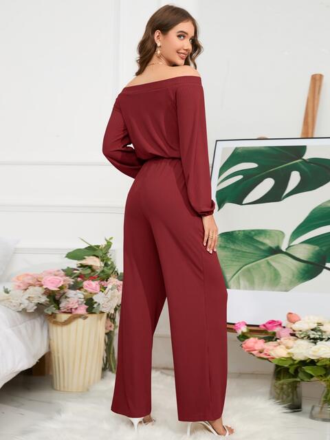 Off-Shoulder Straight Leg Jumpsuit